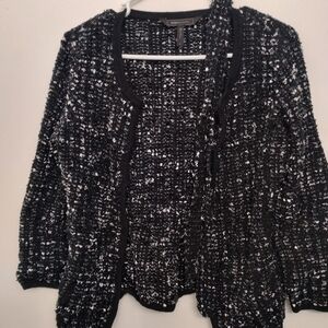 BCBGMaxAzria Black and White Textured Cardigan